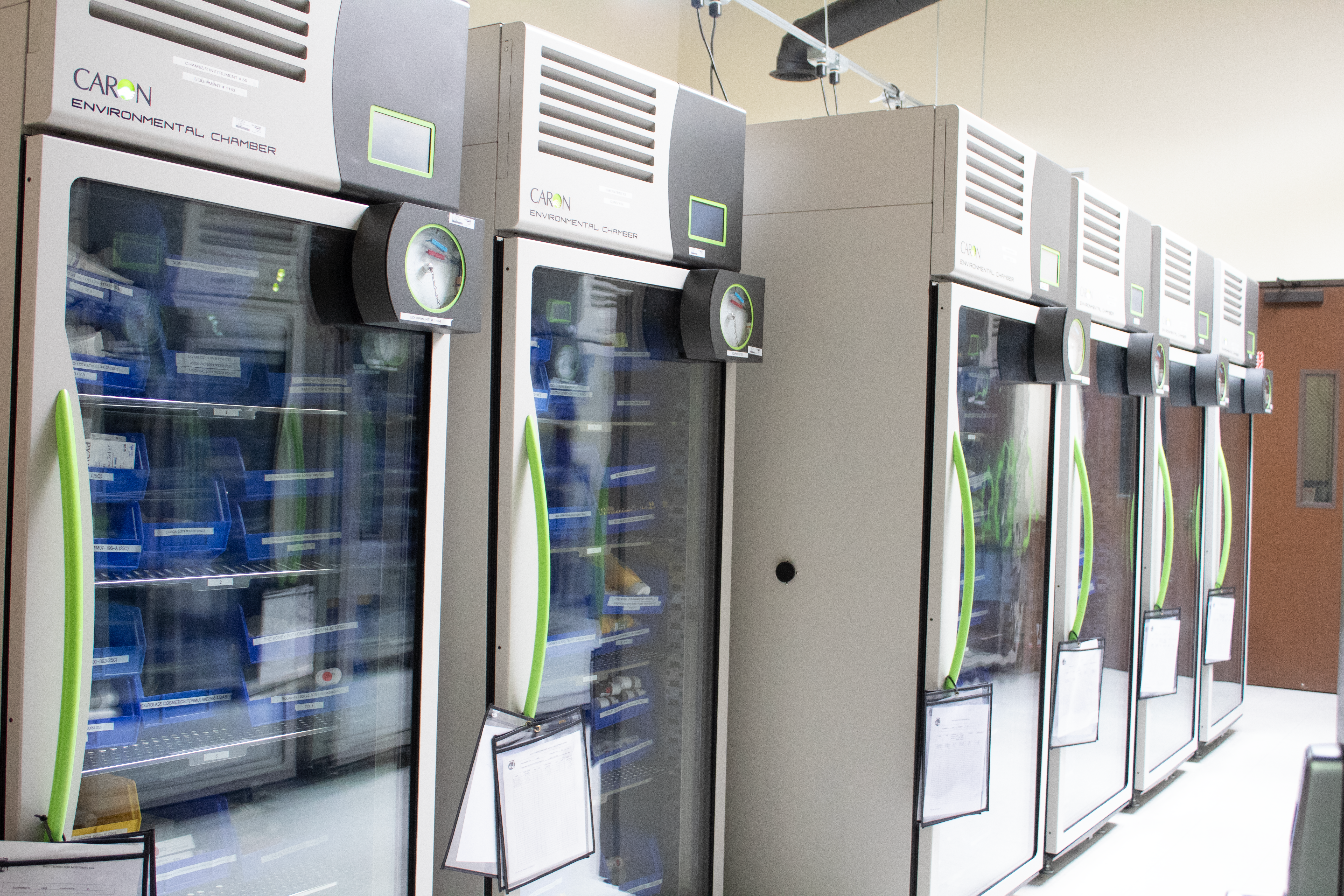 Stability testing chambers in a laboratory.