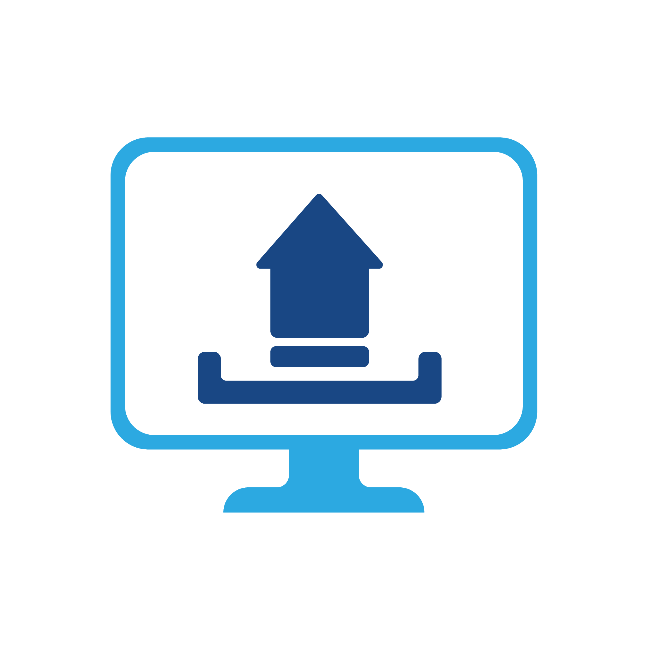 Screen with upload arrow icon.